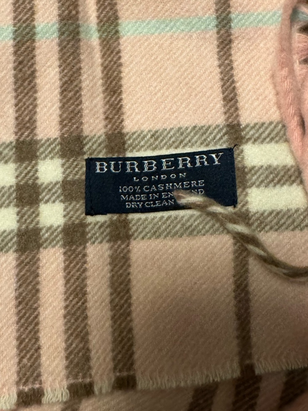 Burberry Pink and Brown Cashmere Plaid Scarf - Picture 2 of 3